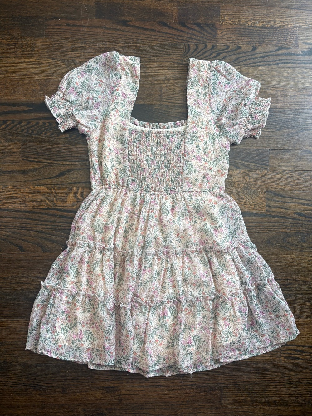 Altar'd State Pink Floral Smocked Tiered Dress - Picture 6 of 6